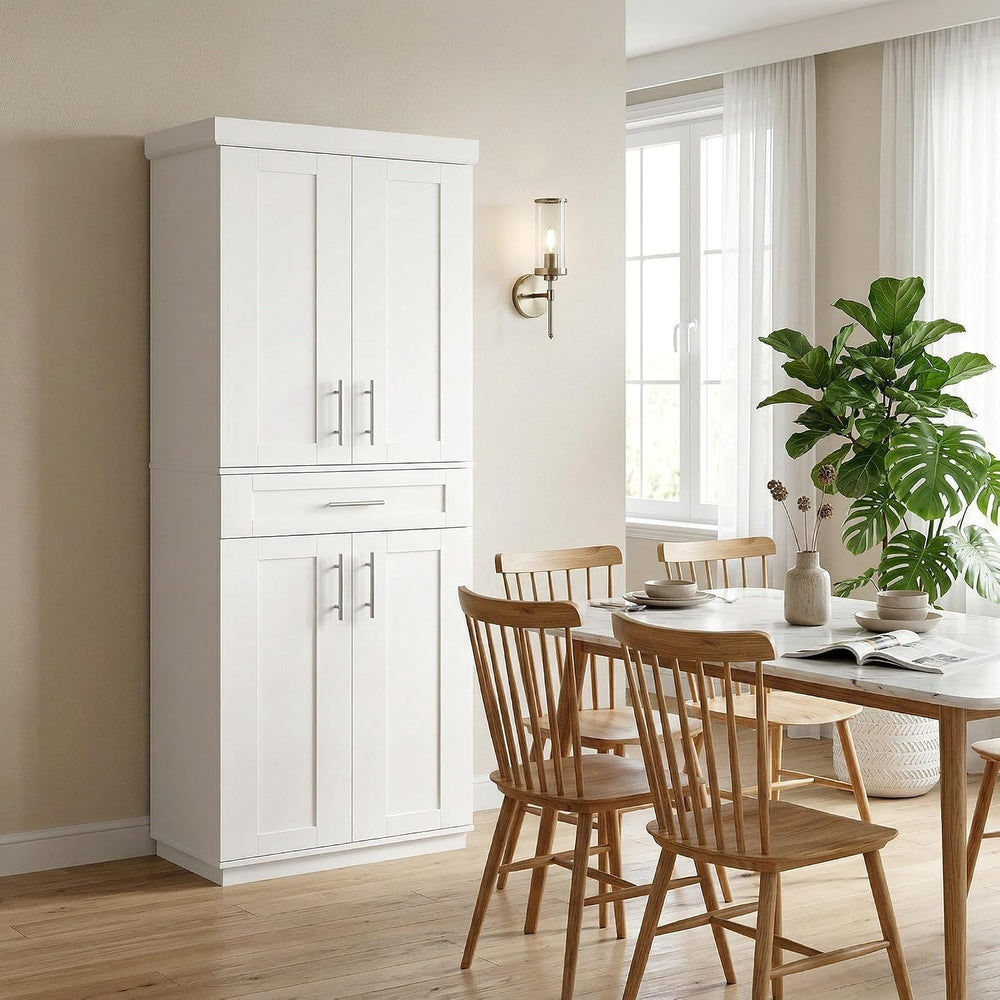 HOMCOM 72" Kitchen Pantry Cabinet Freestanding Storage Cabinet White | 4...