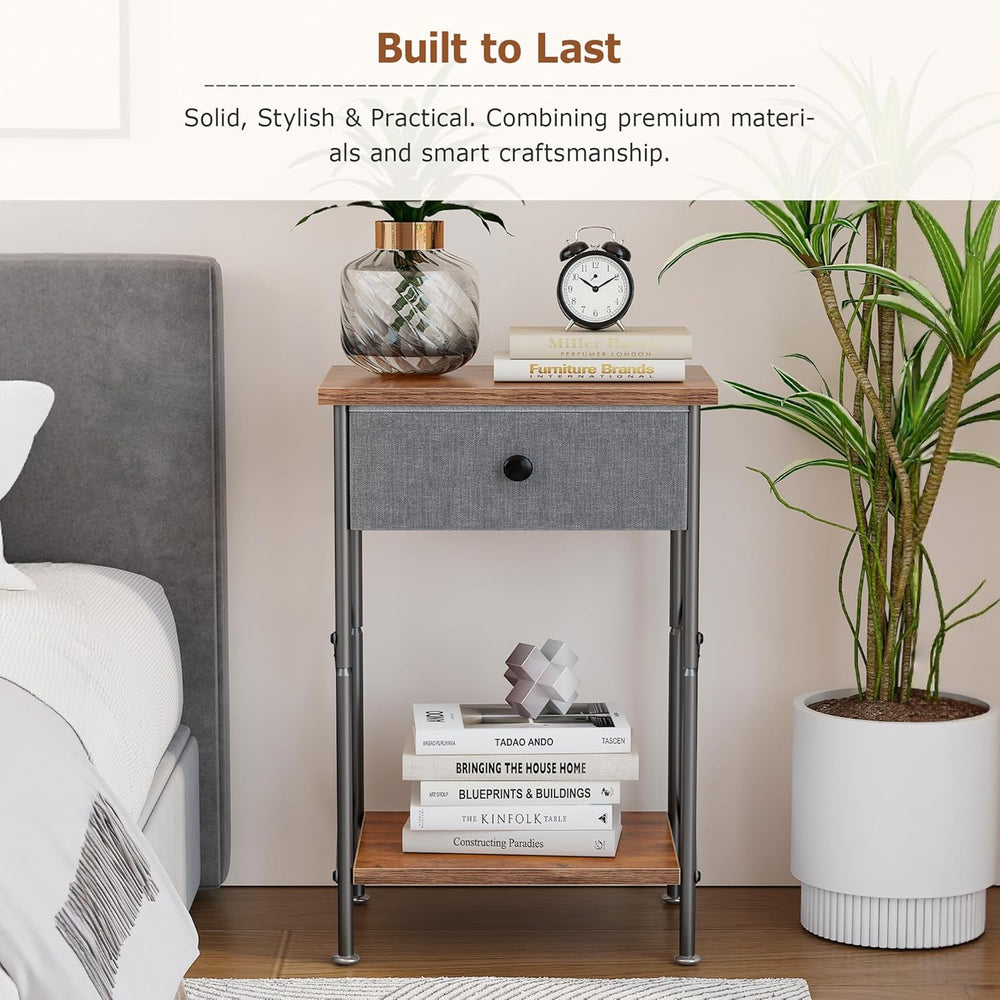VECELO Night Stand Set of 2, Nightstand for Apartment, Dorm End Table for Sma...