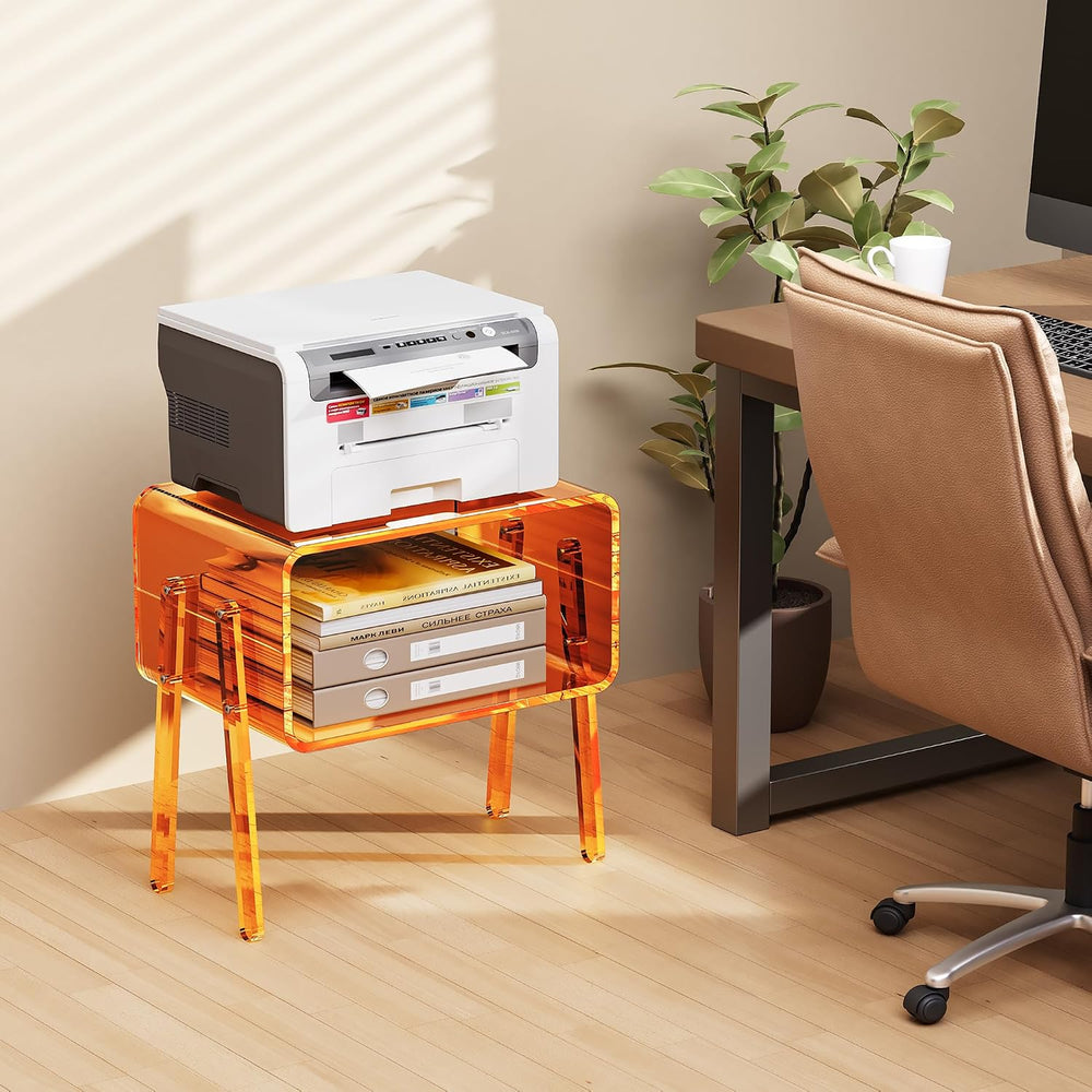 Acrylic Side Table, 2-Tier End Table with Open Storage for Small Spaces, Clea...