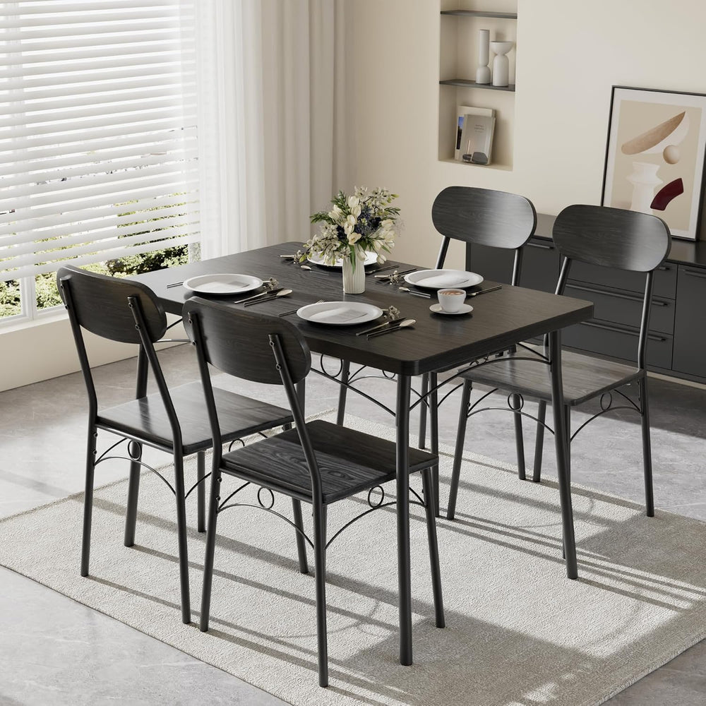 VECELO Dining Table Set for 4, 5-Piece Kitchen Table with 4 Chairs, MDF Board...