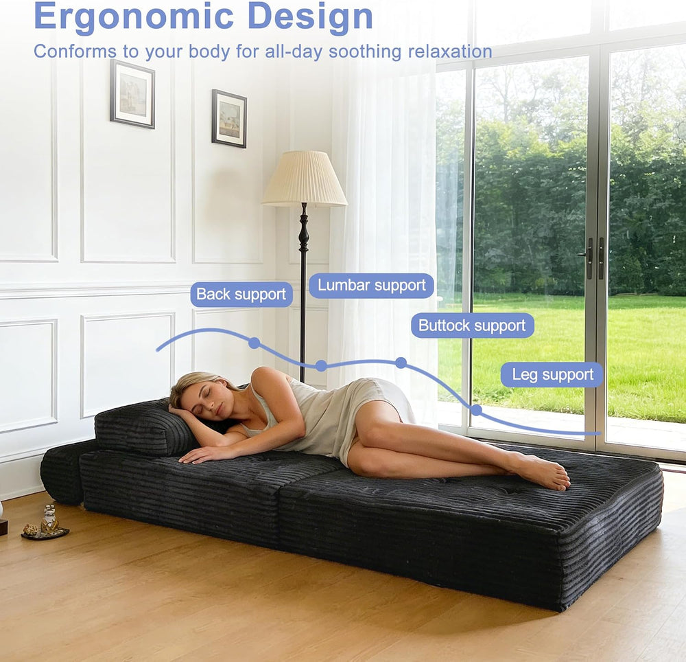 Sectional Cloud Couches, Folding Sofa Bed with Pillow, Futon Floor Couch