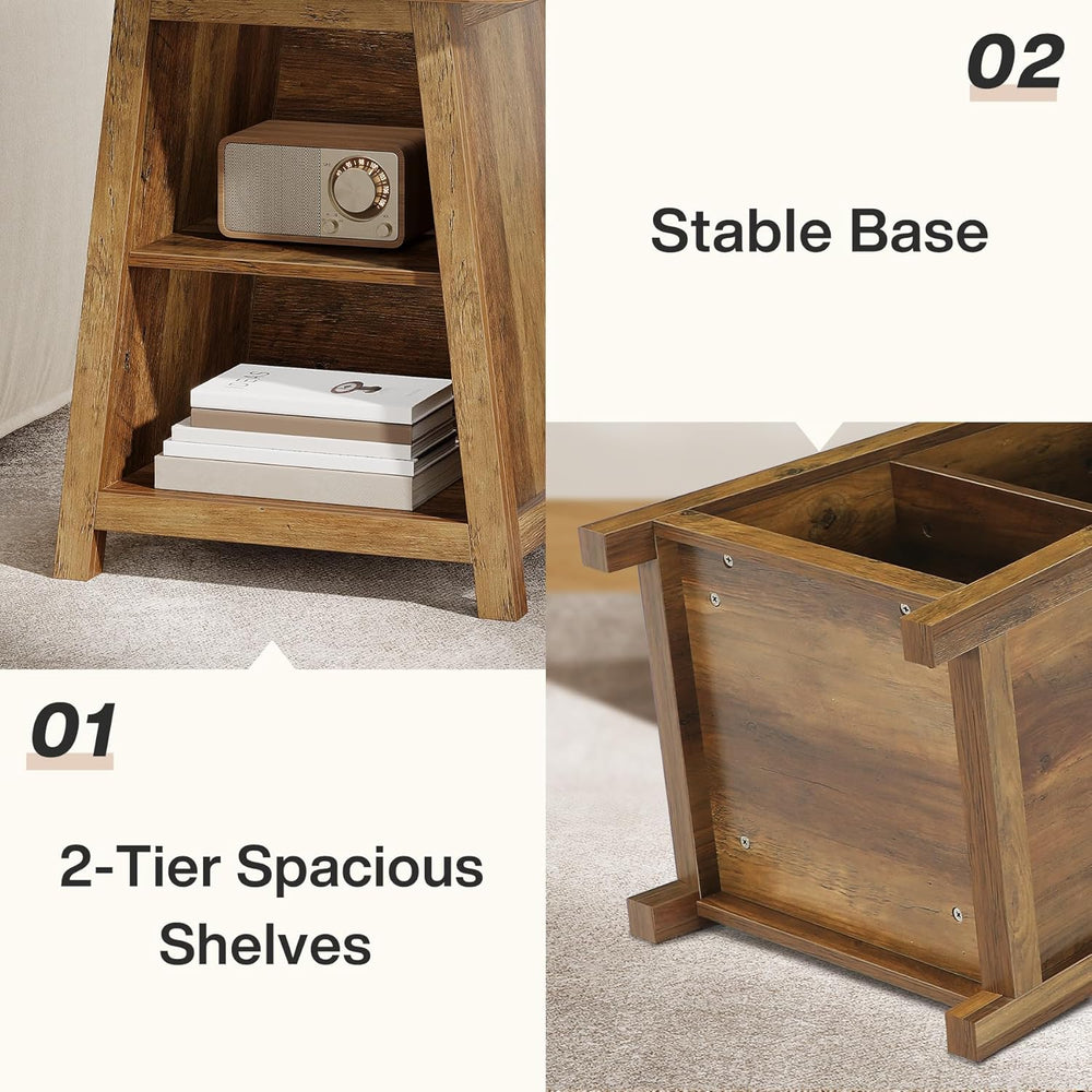 Tribesigns 3-Tier Rustic Farmhouse Wooden End Table with Open Storage Shelves...