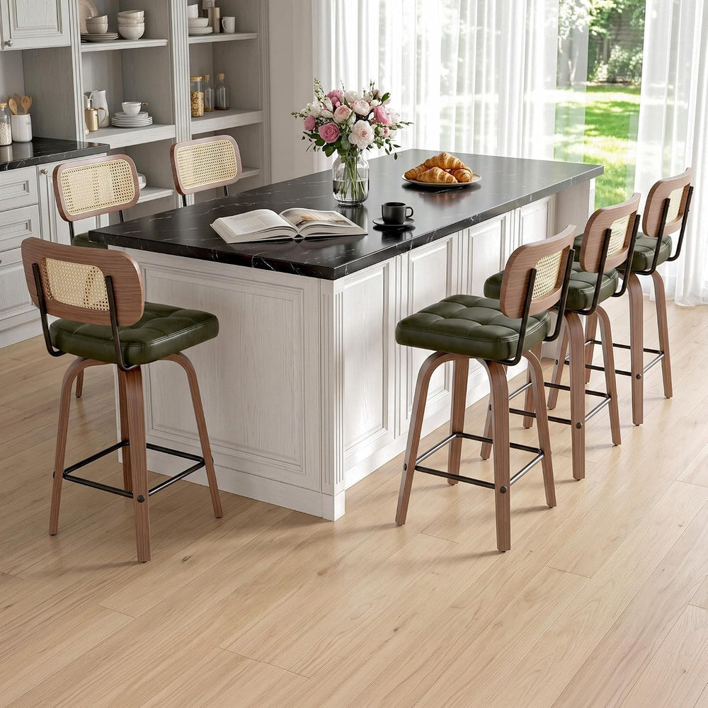 Swivel Counter Height Bar Stools Set of 2, PE Rattan