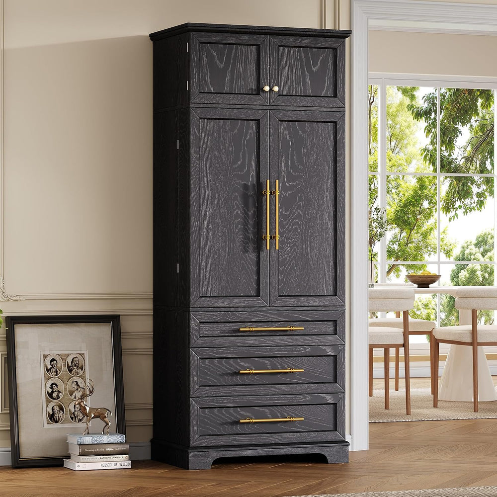 JIJIWANG Kitchen Pantry Storage Cabinet with Doors & Adjustable Shelves,F...