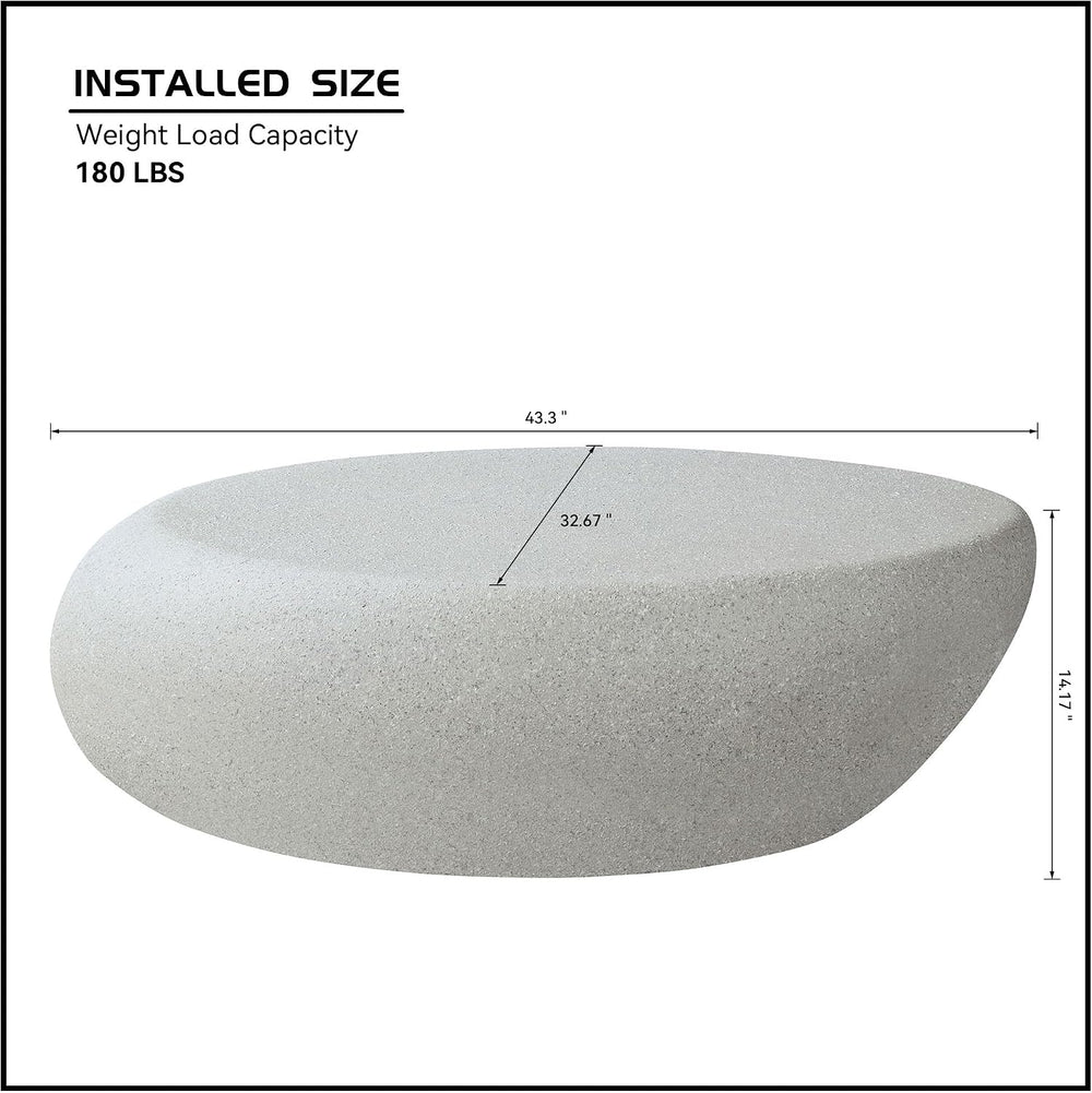 Oval Coffee Table, Faux Stone Center Table, No Assembly