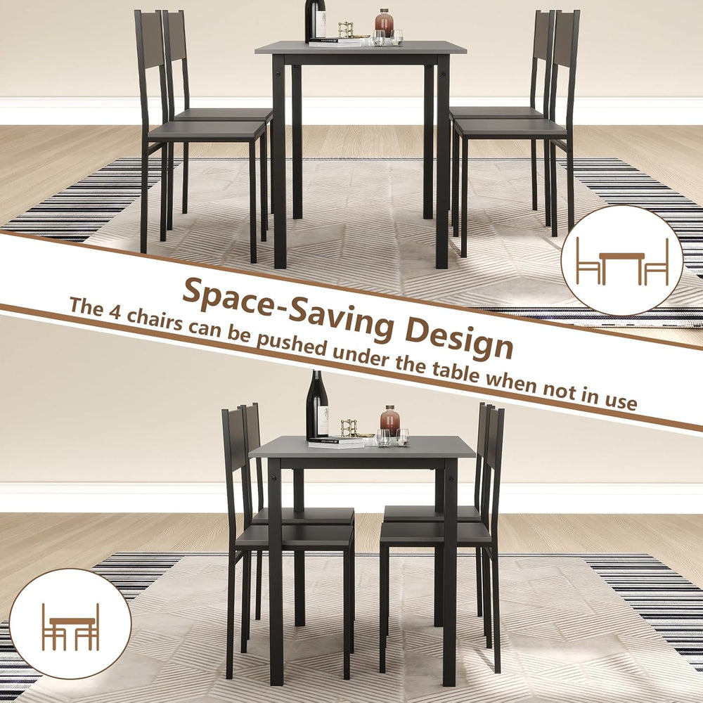 GOFLAME 5-Piece Dining Table Set, Industrial Kitchen Table and Chairs for 4 w...