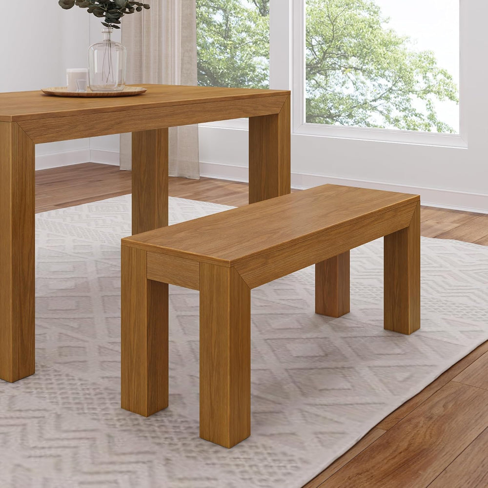 Plank+Beam Modern Dining Bench, 60 Inch, Pecan Wirebrush | Non-Toxic Finishes...