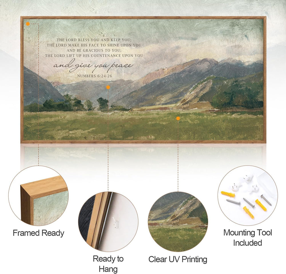 Aurlan Numbers 6:24-26 May the Lord Bless You Framed Wall Art 40x20 Inch