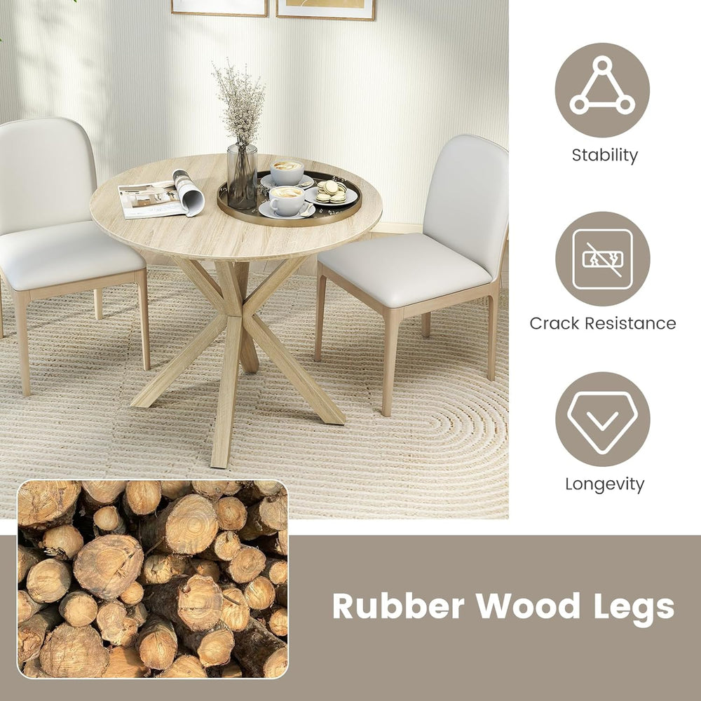 Tangkula 36" Round Dining Table, Mid-Century Modern Kitchen Table with R...