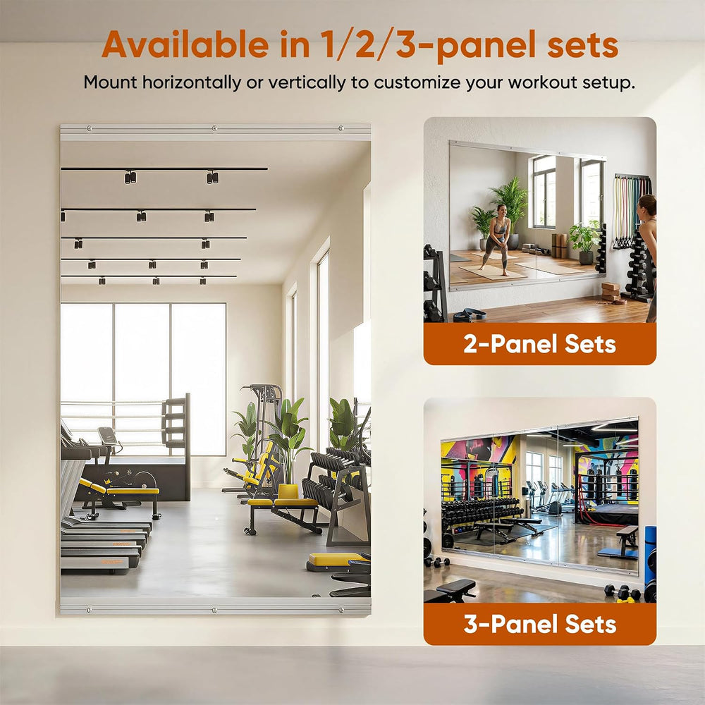 Gym Mirrors for Home Gym, 48" x 25" 2PCS Workout Mirrors Frameless