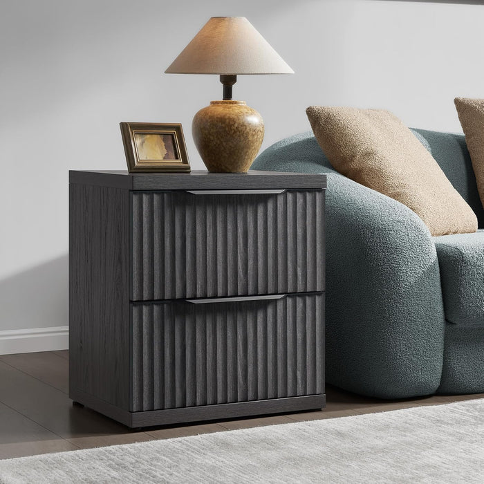 SICOTAS Fluted Night Stand Set 2 with 2 Large Drawers