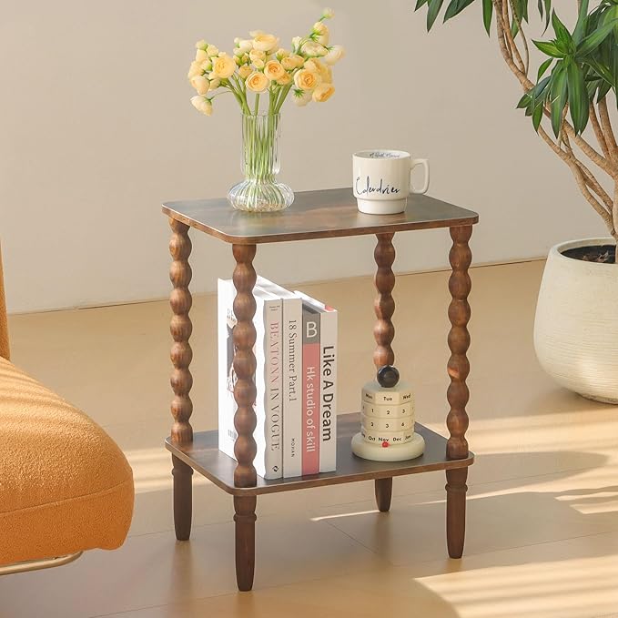 Side Tables Set of 2, Small End Table with Storage Shelf, Night Stand Set 2 B...