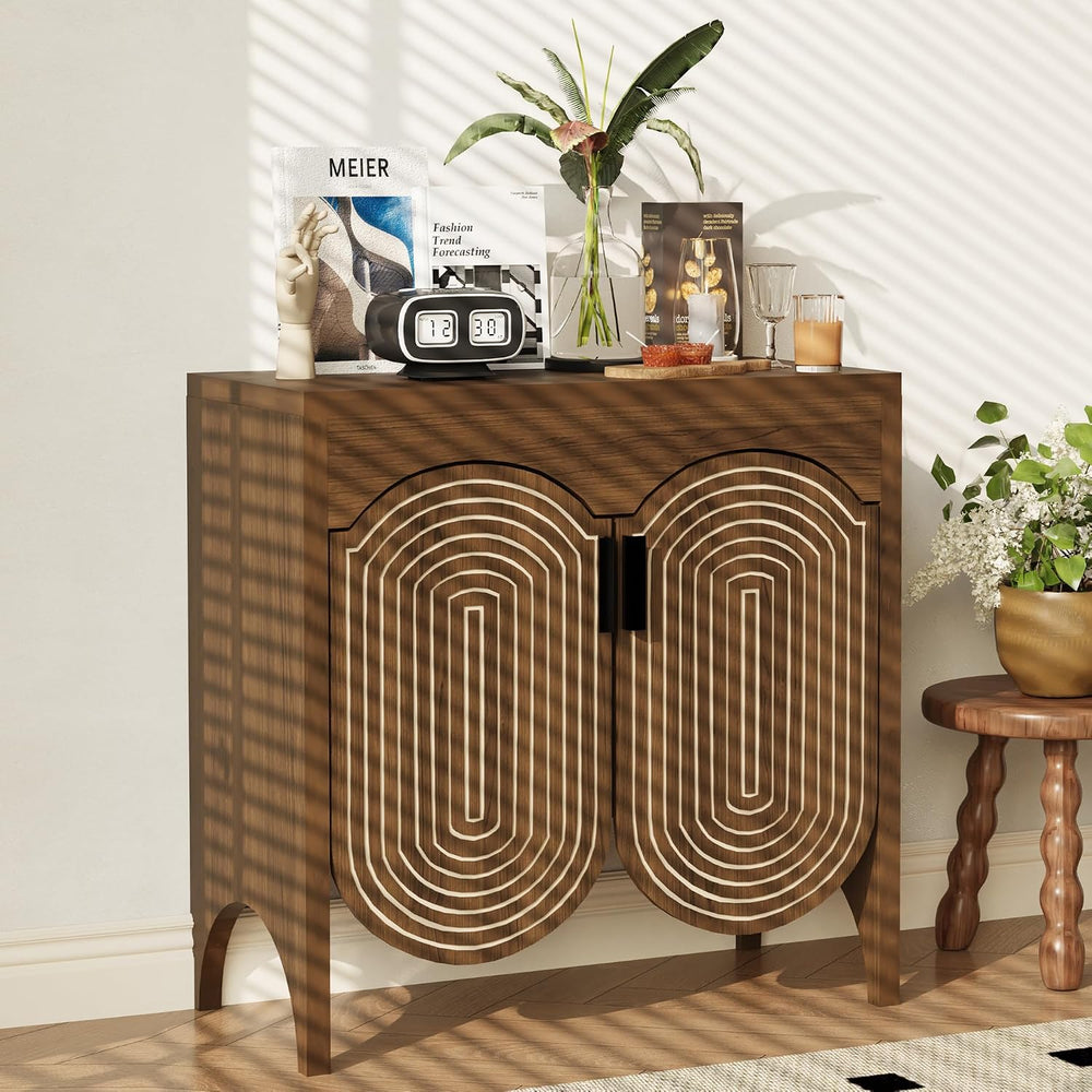 Fluted Sideboard Cabinet with Storage,Buffet Cabinet with Adjustable Shelves,...