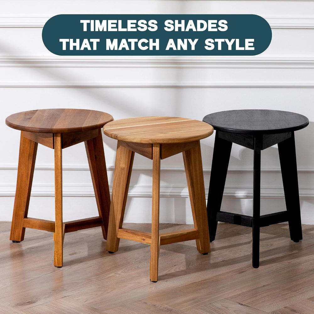 VICTORY RELAX Round Side Table – Solid Acacia Wood End Table for Living Room ...