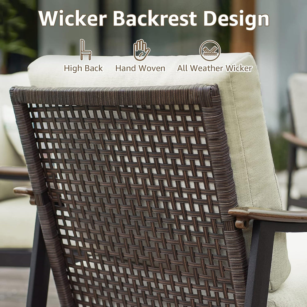 NATURAL EXPRESSIONS Patio Outdoor Chair with Ottoman, Wicker Backrest | 1 Mat...