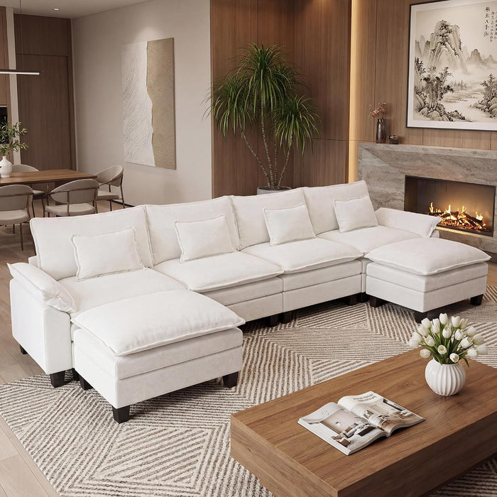 URRED Oversized Modular Sectional Sofa,Ivory:157" U Shaped