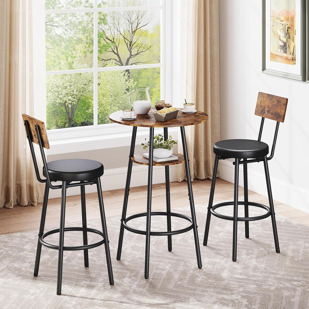 Kiivakii 3 Pieces Round Bar Table and Chairs Set Pub Table and Chairs for 2 |...