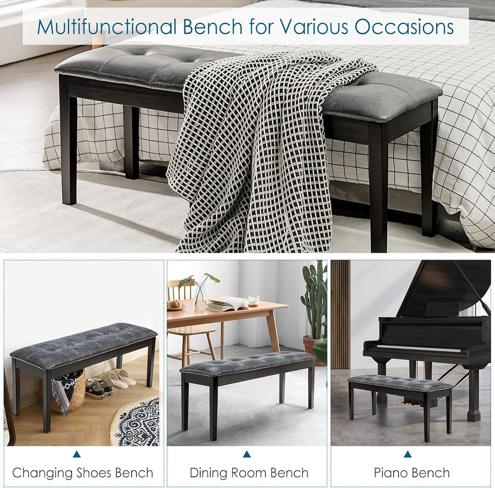 TANGZON 116cm/45Inches PU Leather Padded Dining Bench, Rubber Wood Legs Uphol...
