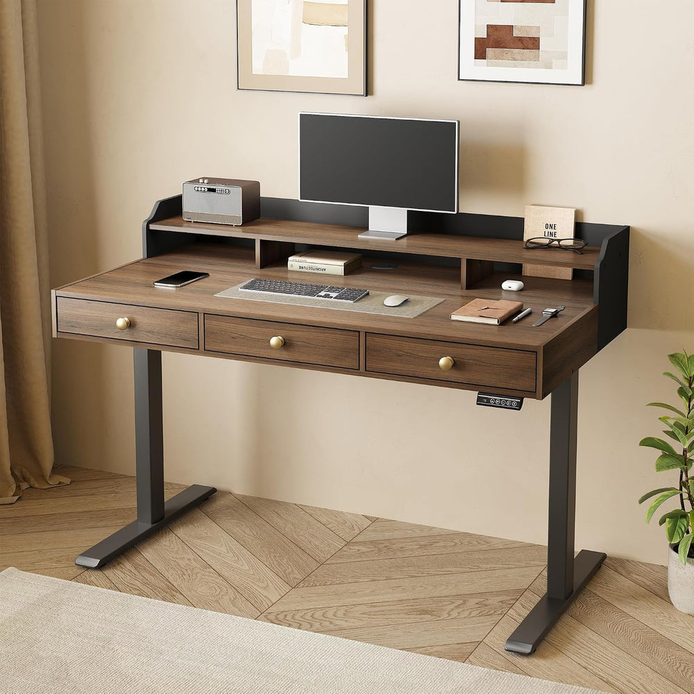 Standing Desk with 3 Drawers, 48 x 26 Inches