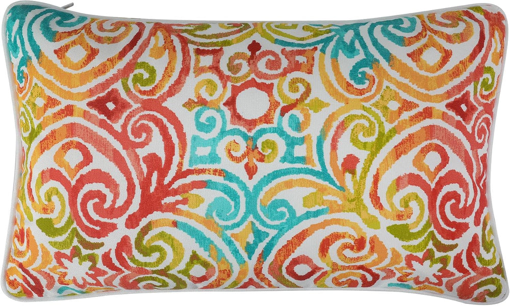 Outdoor Lumbar Pillow with Insert 12x20 Inch Pack of 2-Corinthian Dapple