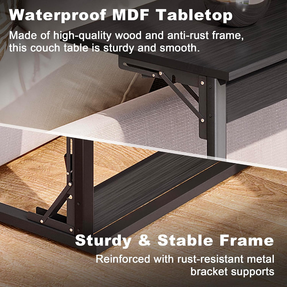 HOMPUS C Shaped End Table, 23.6'' Small TV Tray Side Table for Couch,...