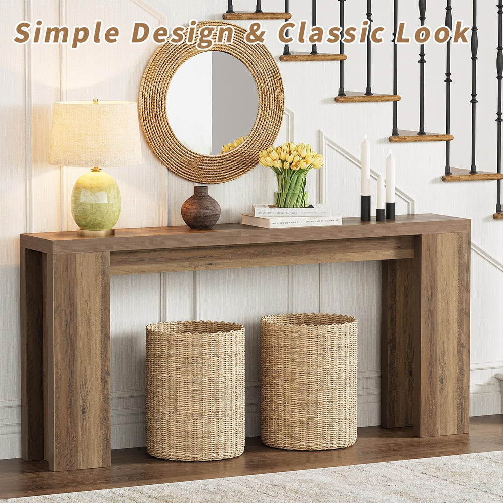 karlott 70.9" Long Console Table, Farmhouse Entryway Table, Fulton Pine ...