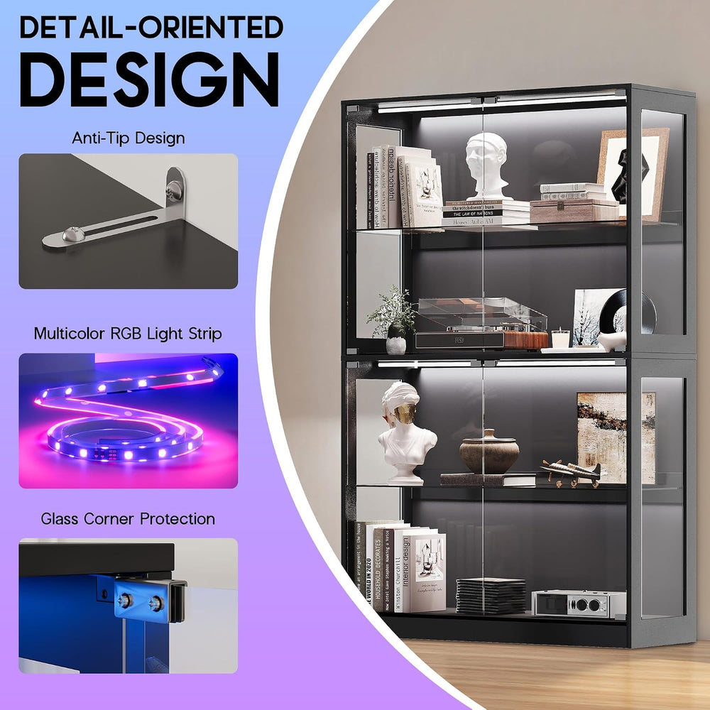 AMERLIFE 45-Inch RGB Display Cabinet with Glass Doors | 70 H x 45 W x 16 D In...