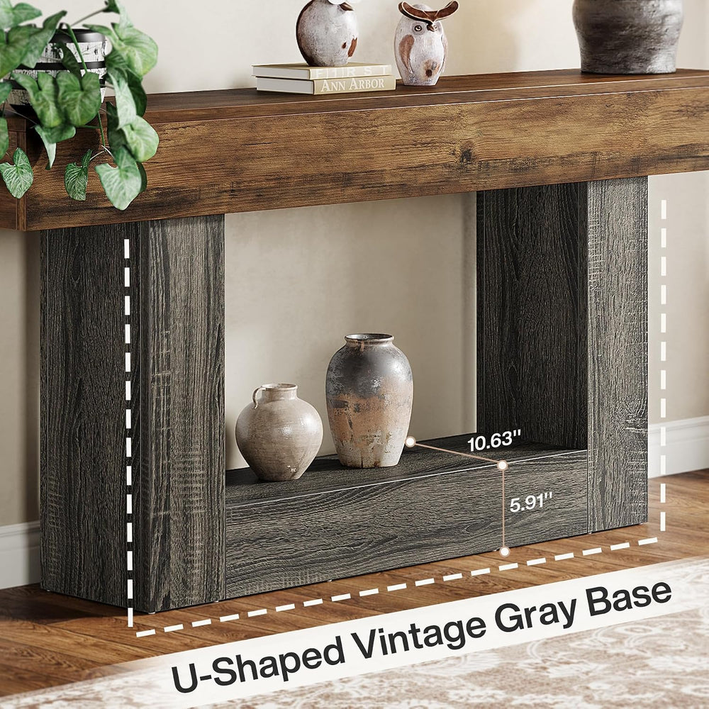 Tribesigns 63" Console Table, 2-Tier Entryway Table with U-Shaped Base |...