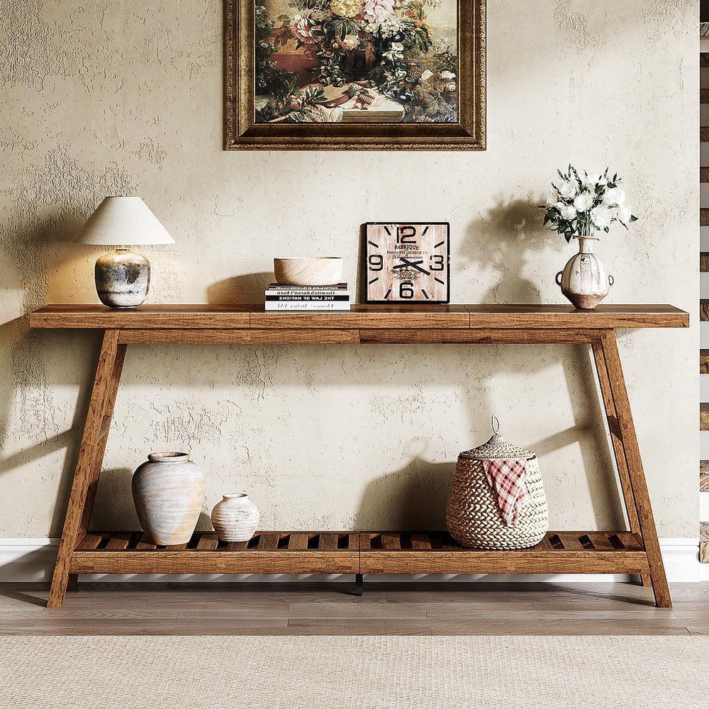 ChooChoo 70.9 Inch Long Console Tables for Entryway, Hallway Table, 2-Tier | ...