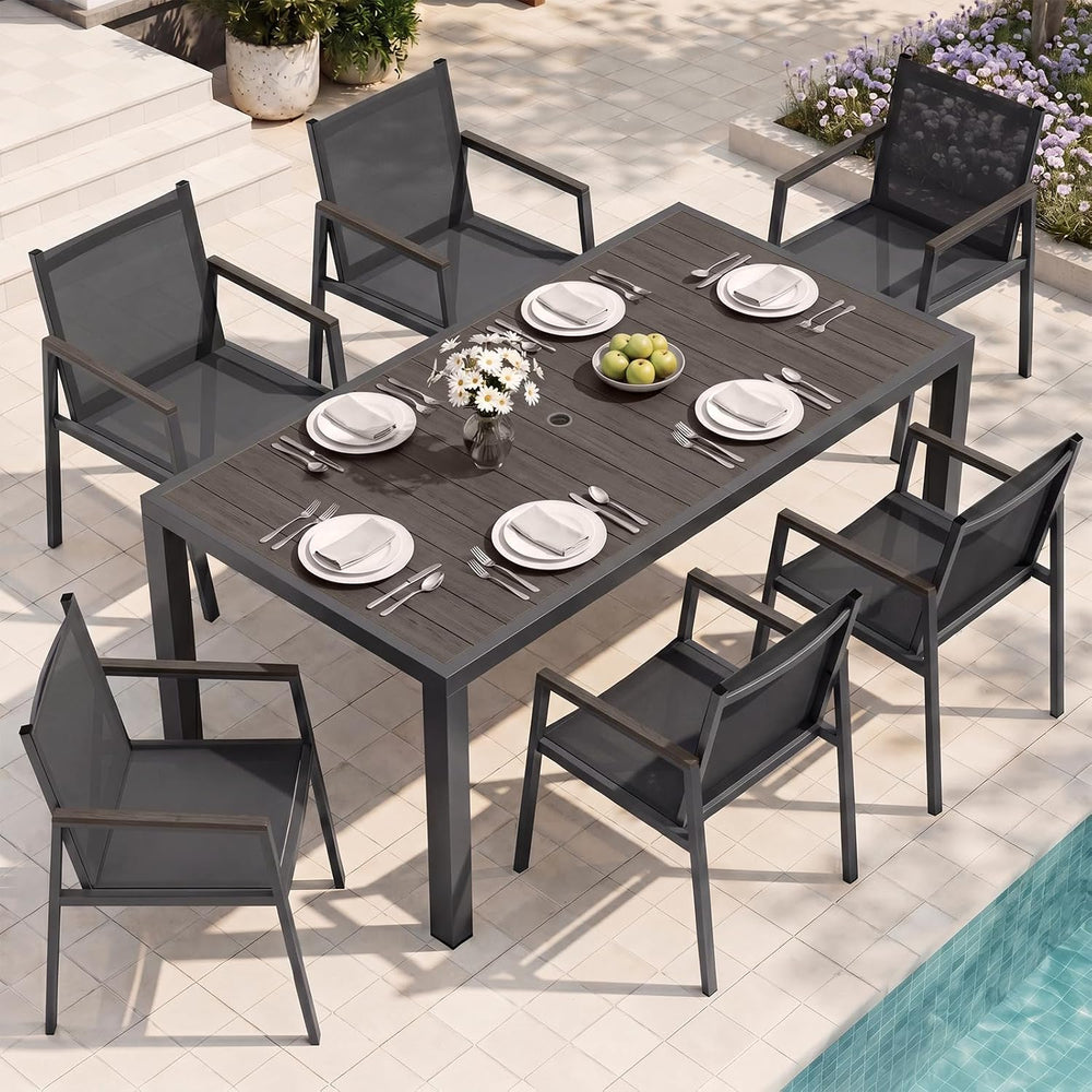 Outdoor Dining Chairs Set of 2, Aluminum Patio Armchairs, All Weather Patio D...