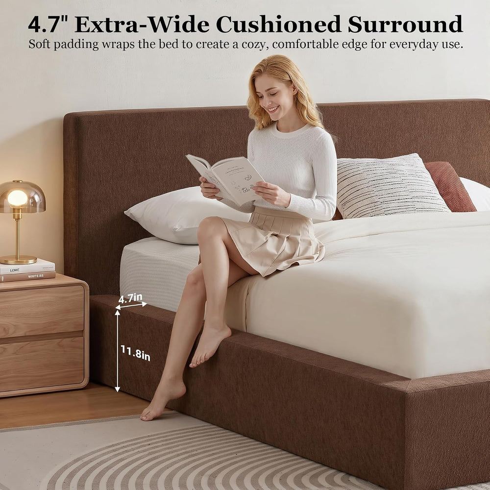 Queen Bed Frame w/ Classic Headboard, Cloud Upholstered Platform Bed Frame