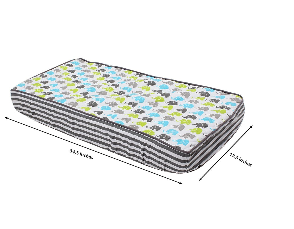 Bacati - Elephants Aqua/Lime/Grey Changing Pad Cover (Aqua/Lime/Grey)