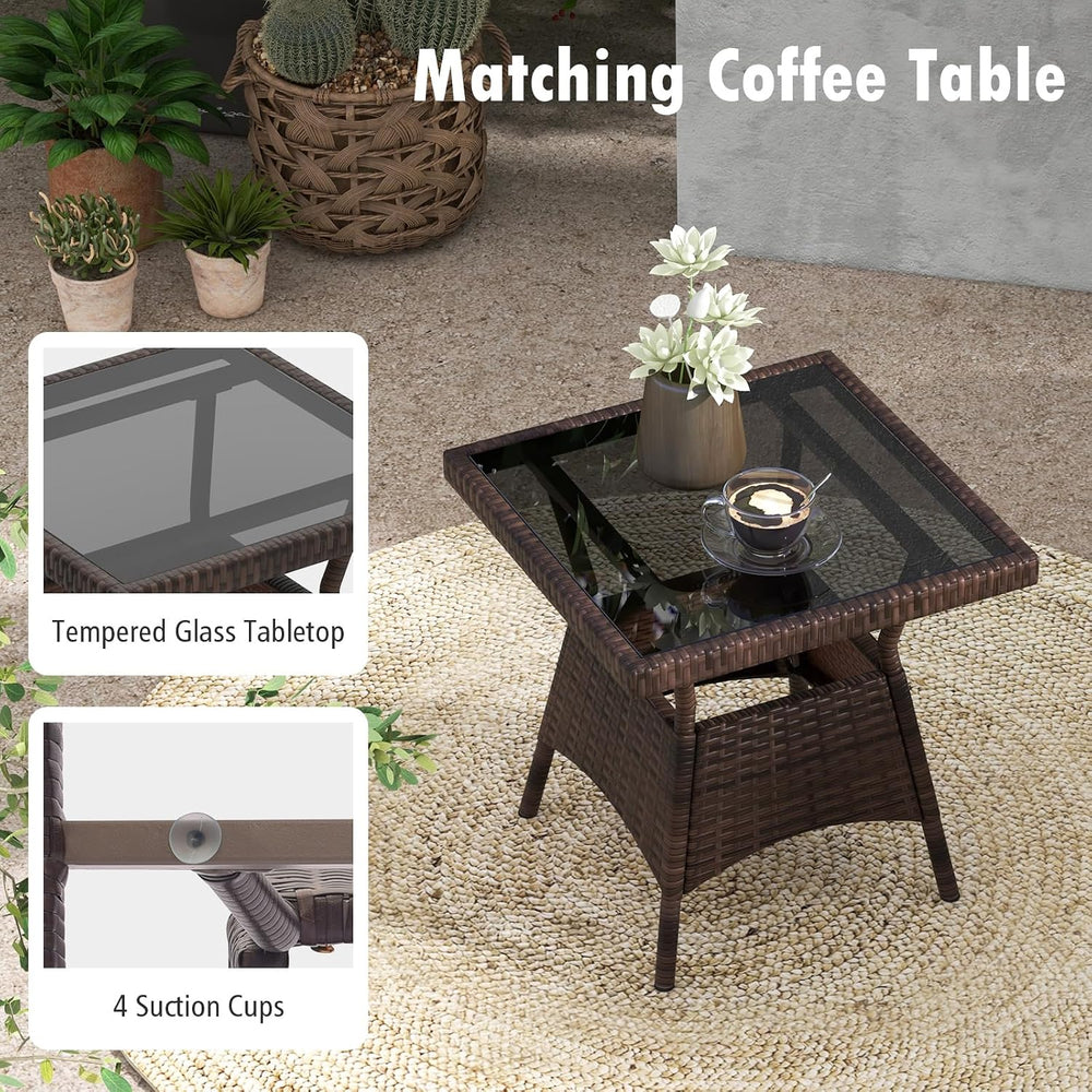 Tangkula 3 Pieces Rocking Bistro Set, Patiojoy Outdoor PE Rattan Rocker Chair...