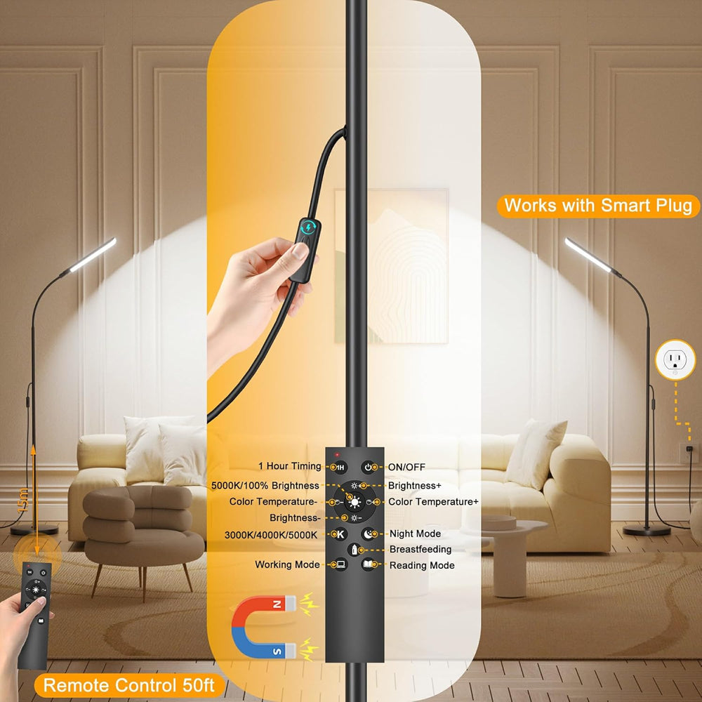 Floor Lamp, 18W 1800LM Super Bright LED Floor Lamps for Living Room with Remo...
