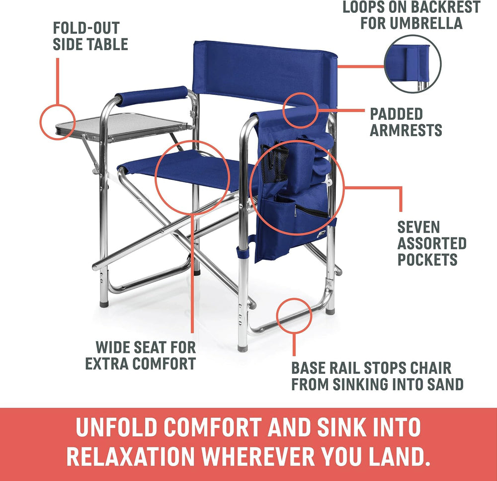 PICNIC TIME Sports Chair with Side Table and Armrest Caddy, Lightweight Alumi...