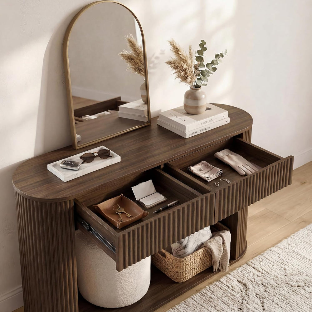 CHITA 47-Inch Fluted Console Table with 2 Drawers,Farmhouse Entryway Table fo...
