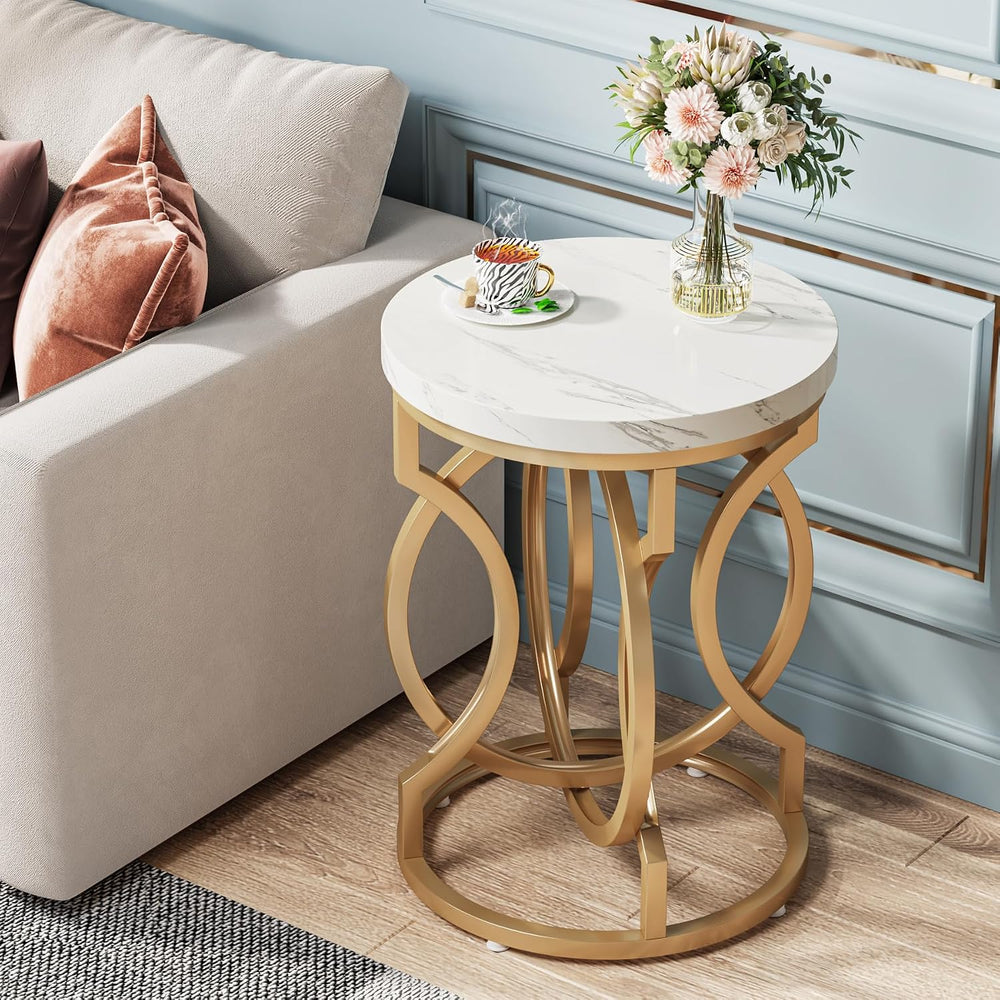 Tribesigns Modern Round End Table Set of 2 with Thickened Tabletop