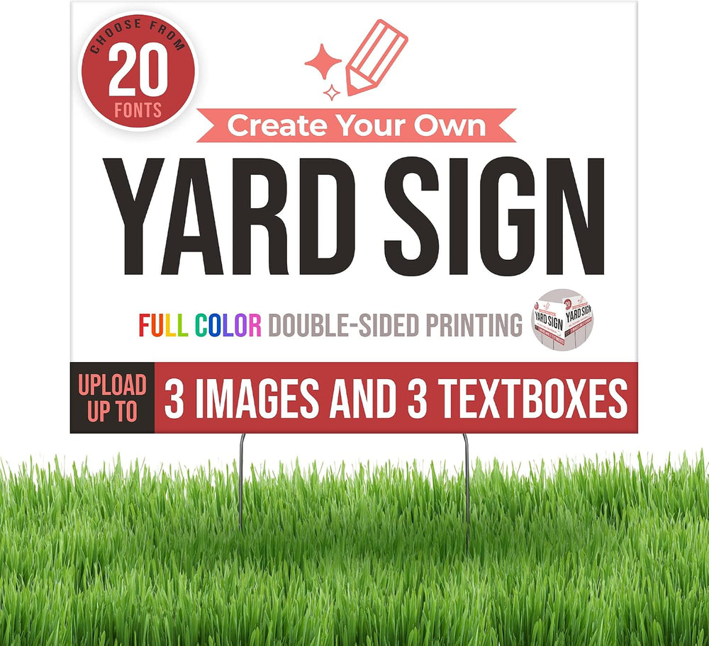 4 Pack 24x18" Double Sided Custom Yard Sign with Metal Stakes, Personali...