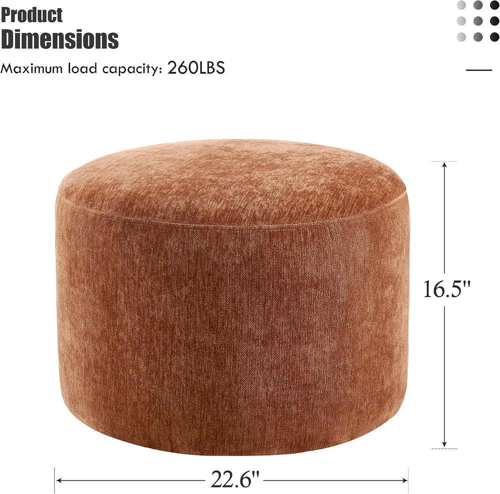 Flouki Pouf Ottoman Footrest, Foot Stools, Modern Round Upholstered Ottomans,...