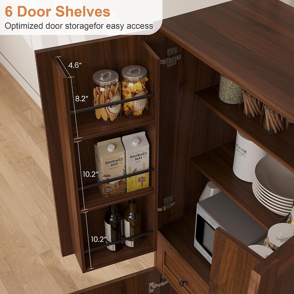 Garvee 71" Kitchen Pantry Cabinet, Barn Door Freestanding Cupboard with ...