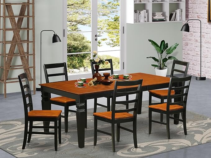 East West Furniture LGPF7-BCH-W 7 Piece Dining Room Furniture Set Consist of ...