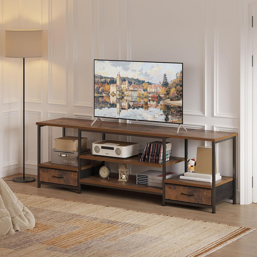 Sweetcrispy 63" TV Stand with Fabric Drawers for 65 70 75 Inch TVs | Ent...
