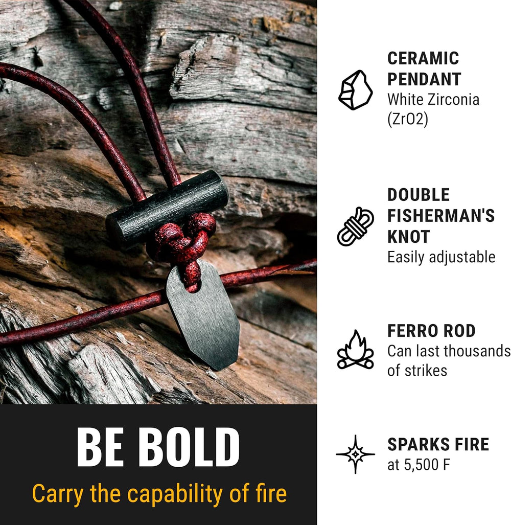 Wazoo Gear Bushcraft Necklace™ Wearable Ferro Rod Firestarter
