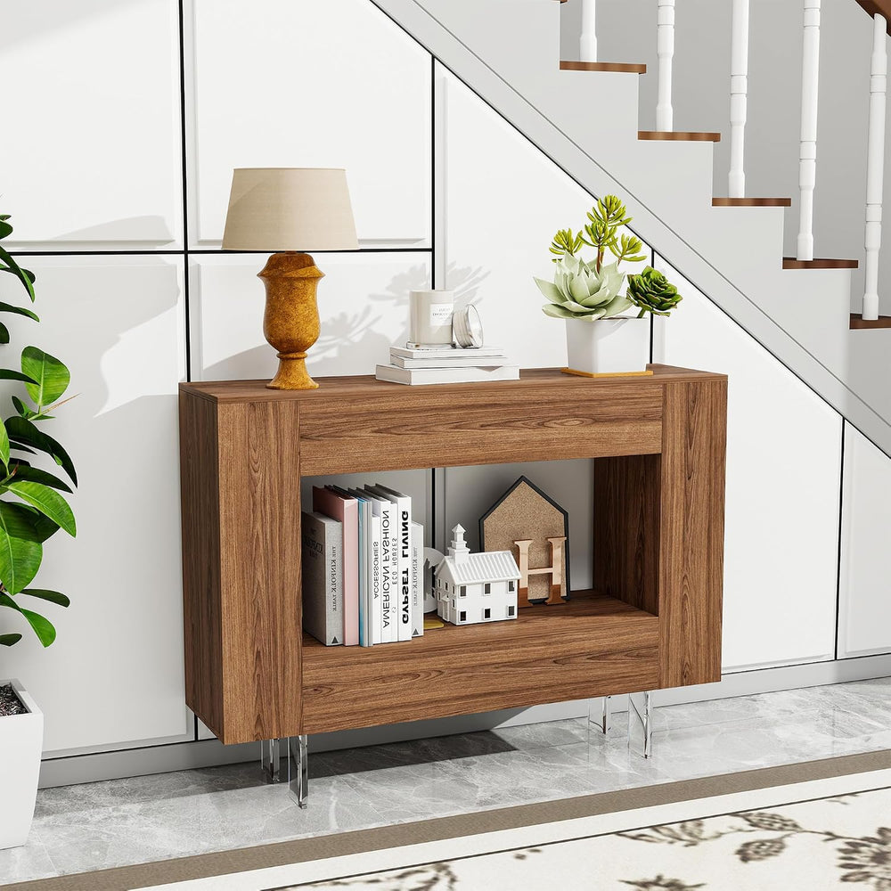 Console Table, Entryway Table with Hidden Storage Cabinets, Adjustable Shelve...
