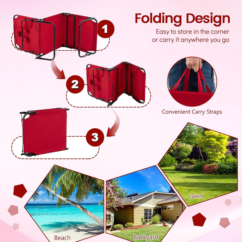 DREAMADE Tanning Chair, Adjustable Beach Lounge Chair w/Face Hole, Pillows, 4...