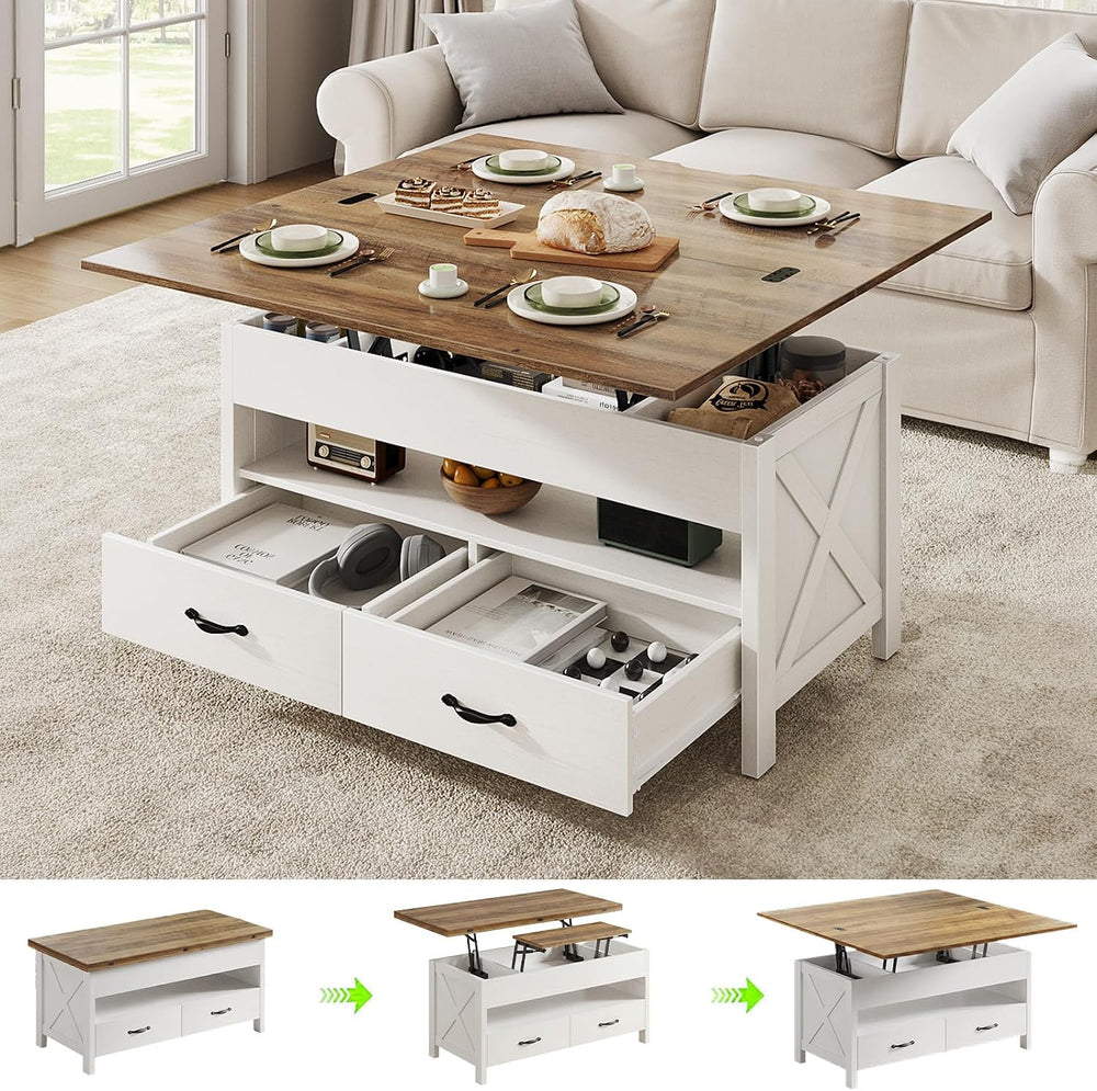 Marsail 40" Lift Top Coffee Table, 4 in 1 Coffee Table with Hidden Compa...