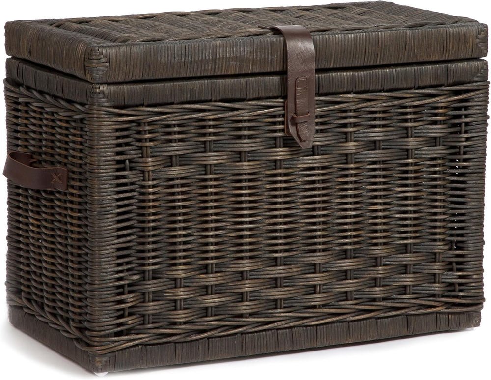 The Basket Lady Wicker Storage Trunk, M, Walnut Brown - fully assembled | Out...
