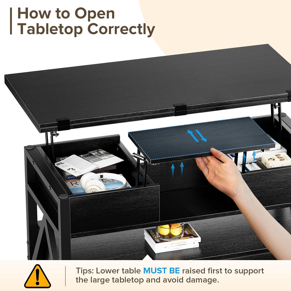 Memobarco 40" Lift Top Coffee Table,4 in 1 Multi-Function Lift Coffee Ta...