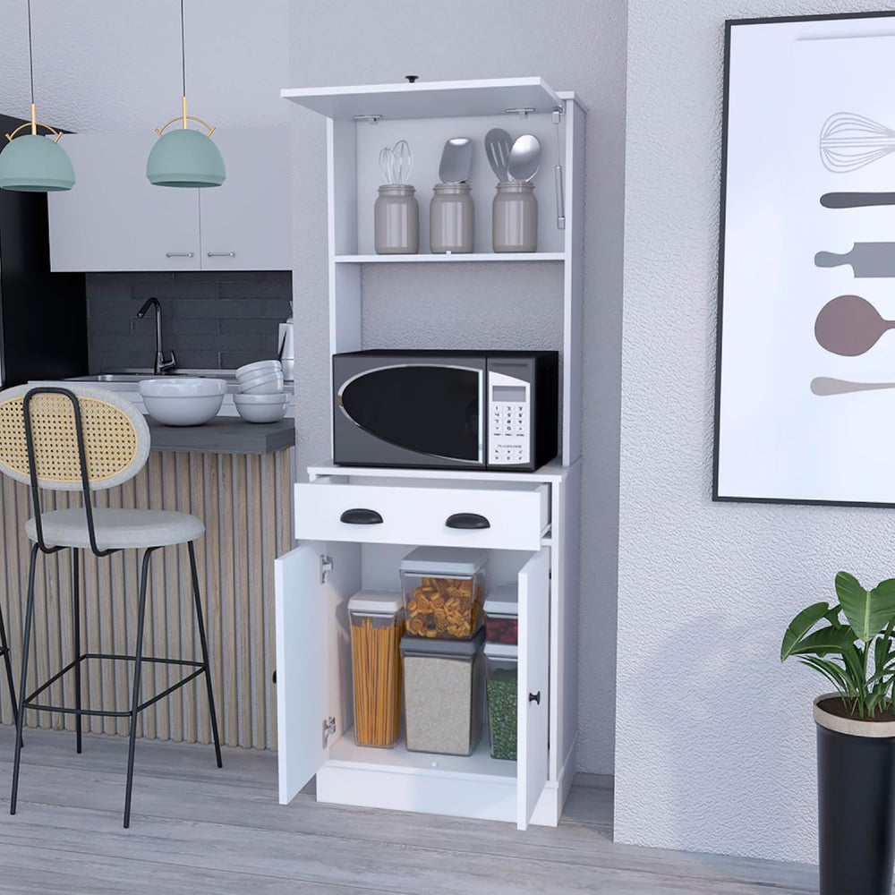 Pantry Cabinet Microwave Stand Warden, Kitchen, White