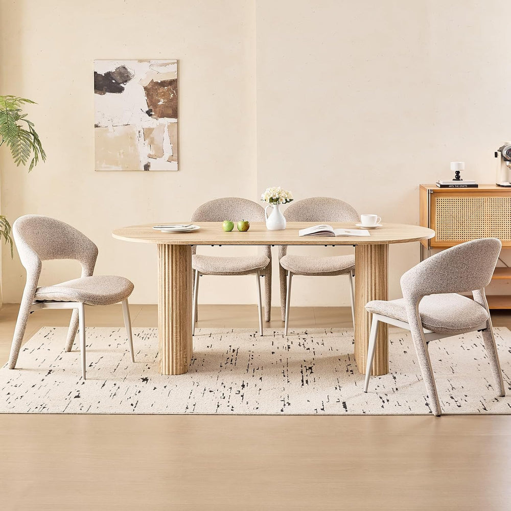 70.9" Large Dining Table for 4-6, Rounded Edges, Fully Assembled Table B...